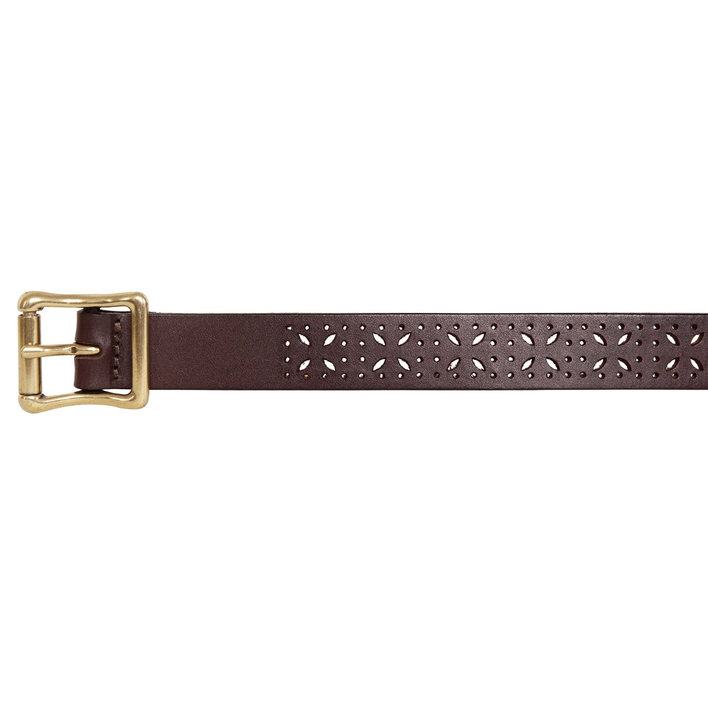 Eddie Bauer Women's Casual Leather Belts with Durable Metal Buckle, Perforated Pattern - Brown, Medium