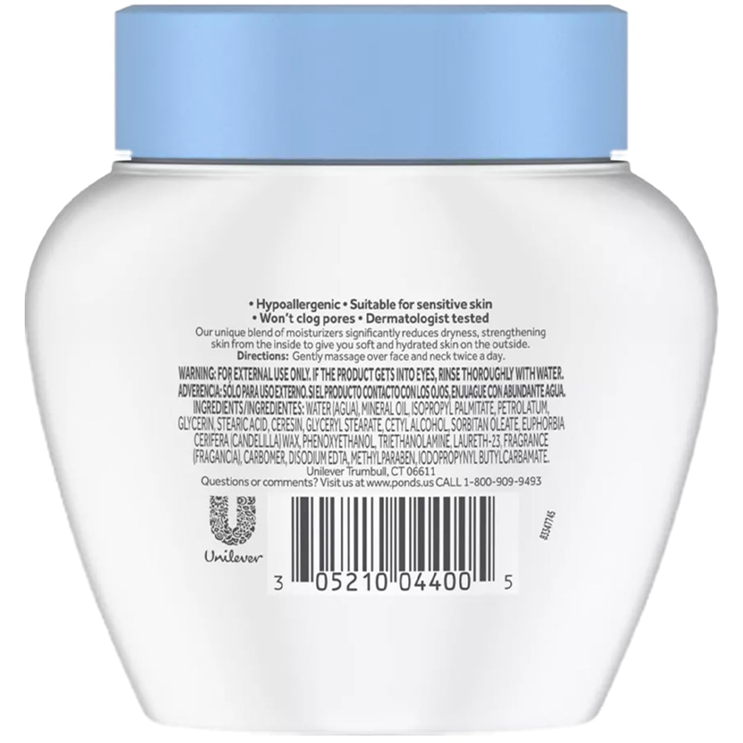Pond’s Dry Cream Facial Moisturizer 2-Pack - Non-Comedogenic, Hypoallergenic, Dermatologist-Tested Face Cream for Women, 6.5 Oz Ea