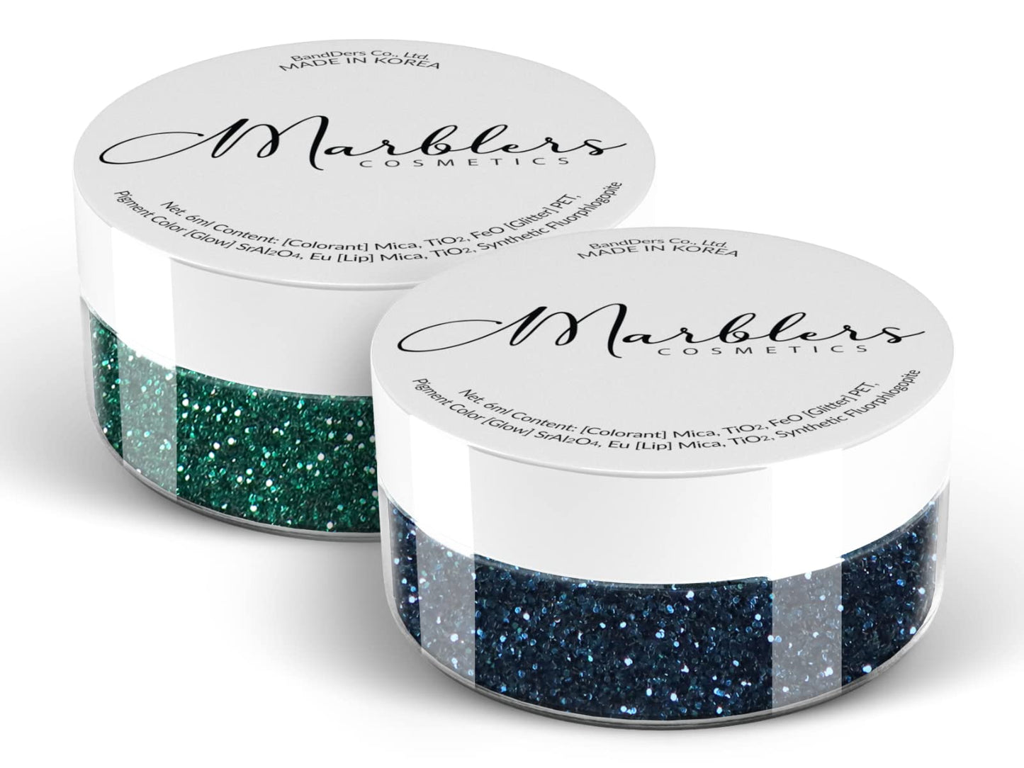 MARBLERS Twinkle Face & Body Glitter Duo [Green Garnet & Navy] 0.36oz (10g) | Non-Toxic | Vegan | Cruelty-Free | Eyeshadow, Nail Polish, Nail Art |