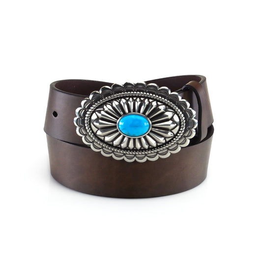 ARIAT Women's Basic Strap Turquoise Belt, Brown, Large