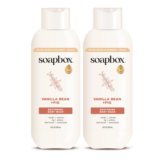 Soapbox Moisturizing Body Wash, Vanilla Bean & Fig Shower Gel - Hydrating Natural Body Wash with Shea Butter - Clean Ingredients Free of Harsh Beauty & Personal Care Soapbox