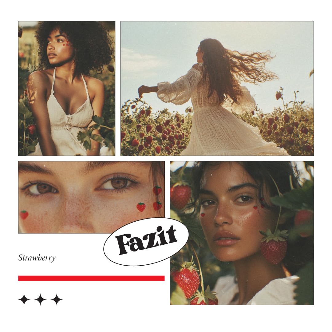 Fazit Makeup Patches - Strawberry Speckles - Glow Up Make-Up Patches - Cute Glitter Makeup Accessories for Women - Cosmetic Glitter for Face