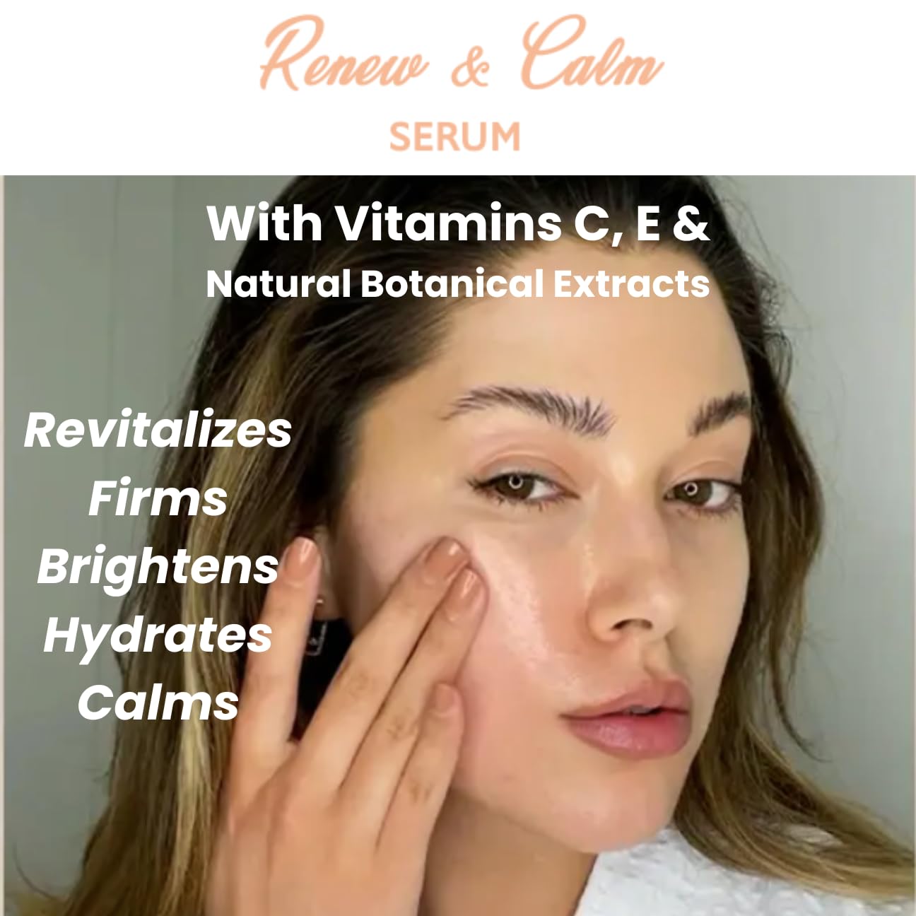 Renew & Calm Vitamin C Serum - Restoring Serum for Face with Vitamins C, E, LMW Hyaluronic Acid & Natural Plant Extracts - Smooths, Calms, Evens Skin