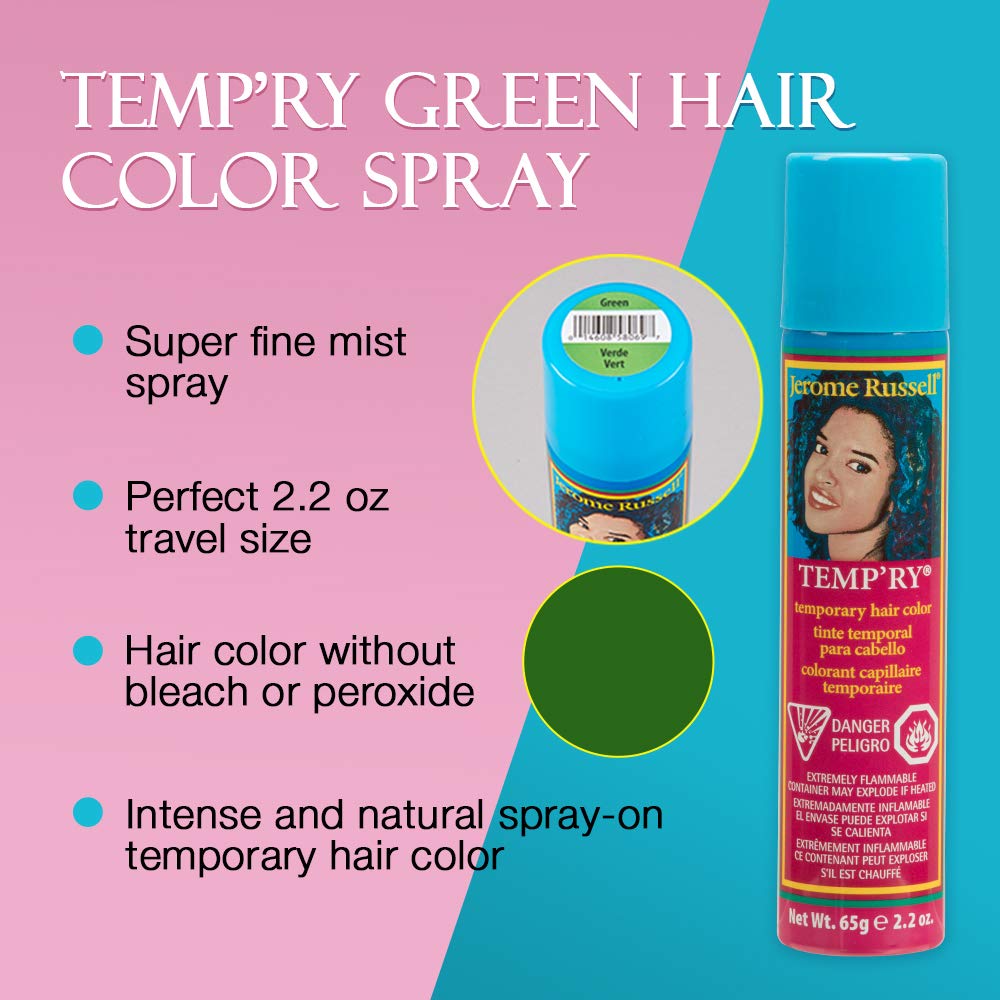 Jerome Russell Temp'Ry Spray-On Green Hair Color, 2.2Oz X 3 Pack