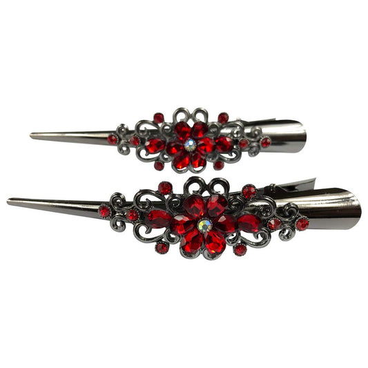 Large Retro Metal Hair Clips Flower Duck Bill Clips Rhinestone Hair Barrettes with Teeth Hair Pins Hair Slide Stylish for Women Girl Hair Jewelry