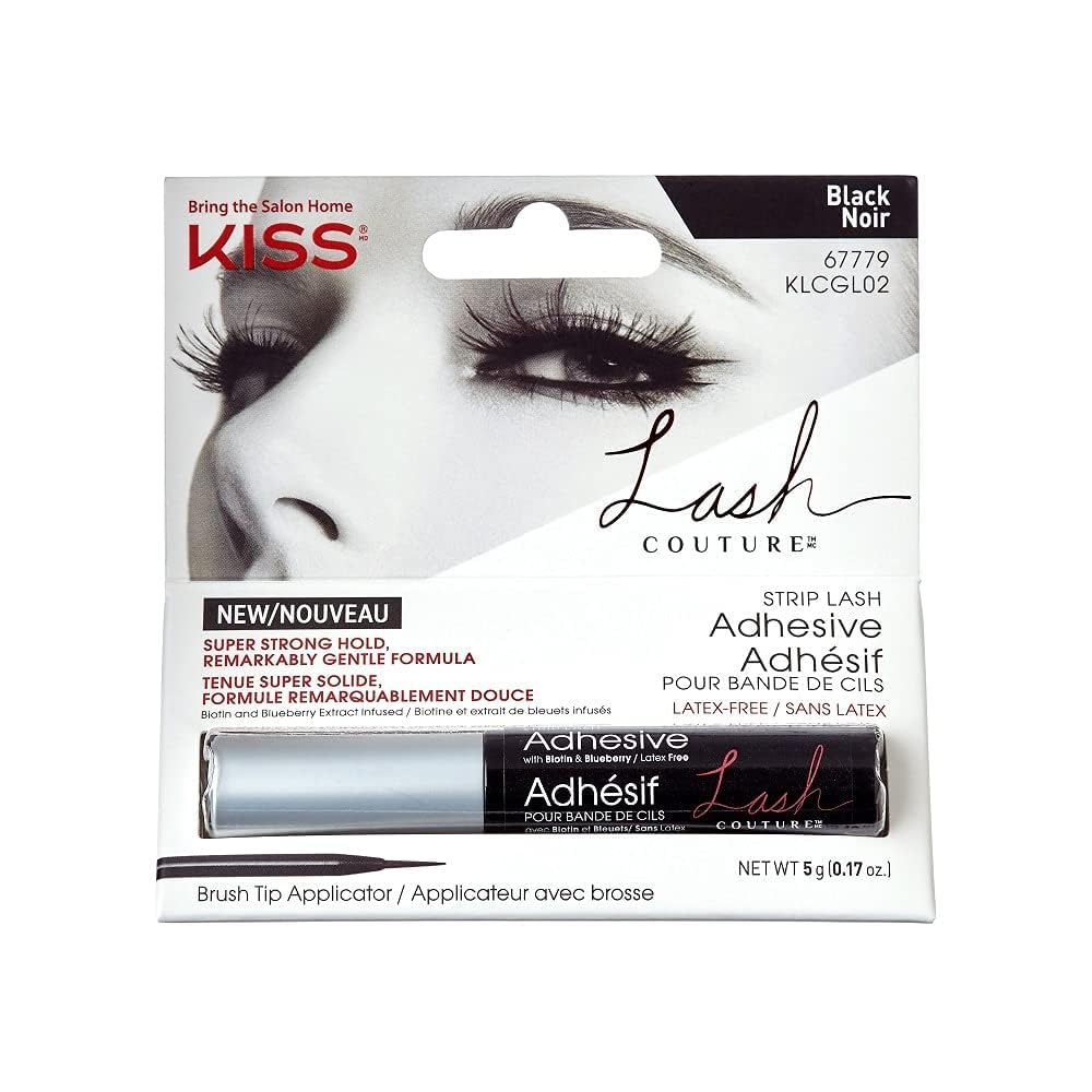 KISS Lash Couture, Lash Glue, Super Strong Strip Lash Adhesive, Black, Includes Lash Adhesive, Long Lasting Wear, Can Be Used with Strip Lashes