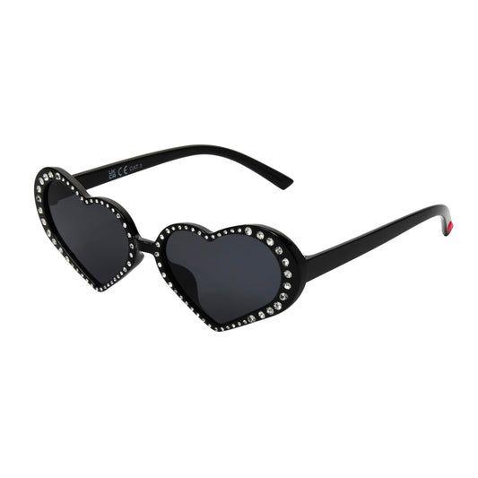 Betsey Johnson Women's Glam & Glitter Sunglasses Heart, Black, 56 mm