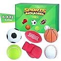 HZEX Sports Themed Bath Bombs Gift Set - 6 Piece Novelty Fizzy Balls with Basketball, Tennis, Baseball, Soccer, Football & Boxing - Fun Spa Kit…