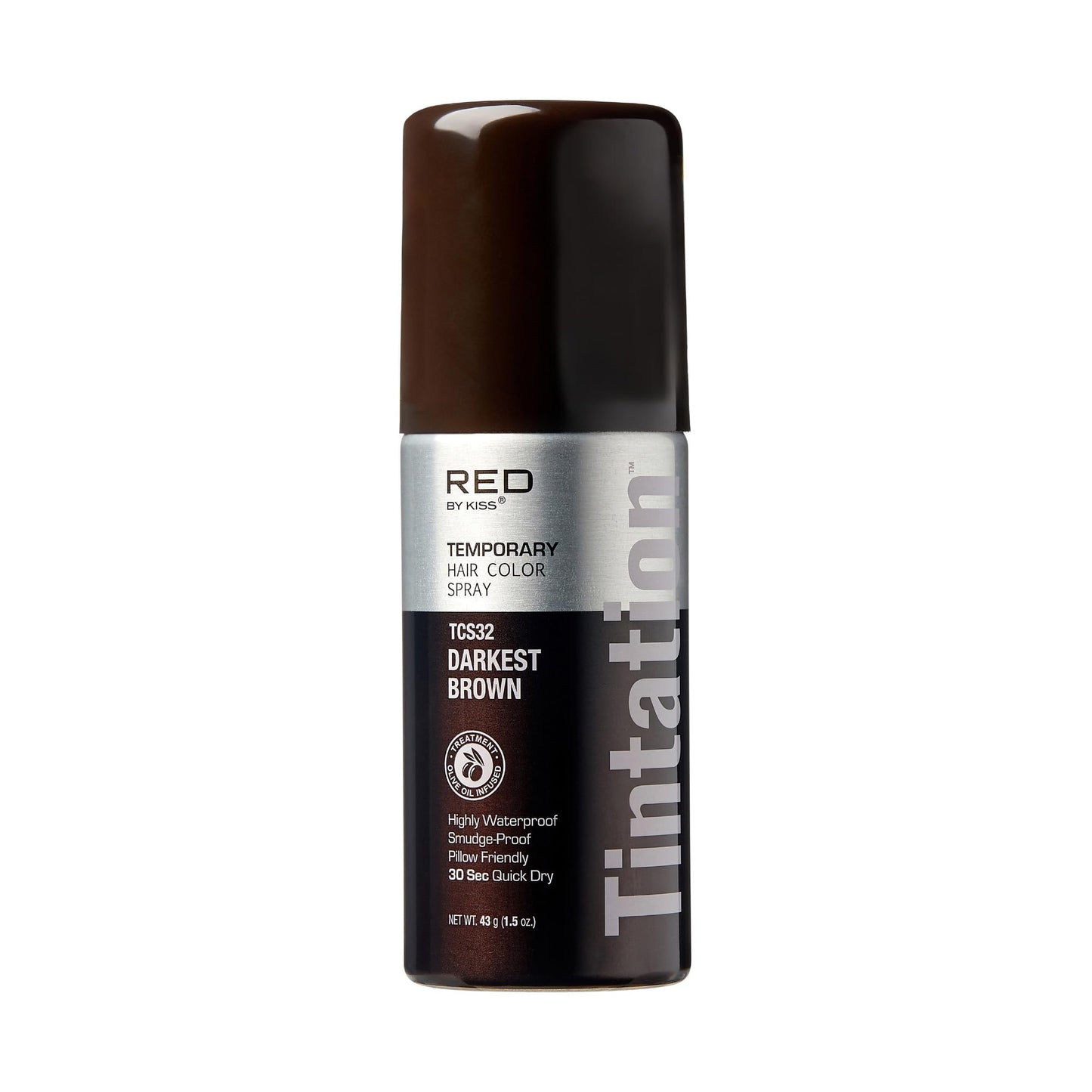 RED by Kiss 1.5OZ. Tintation Temporary Hair Color Spray, Instant Gray Root Cover Up, Water-Resistant, Smudge-Proof, Hairline & Barber Touch-Up, Quick