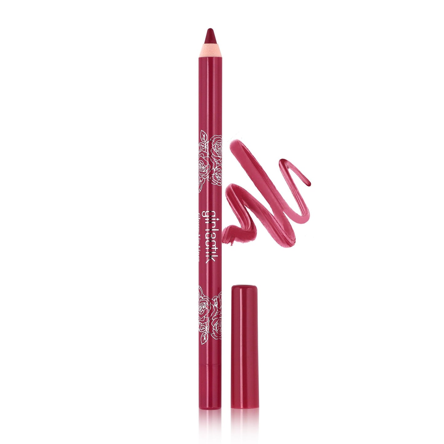 Girlactik Glossy Lip Liner - Moisturizing Lip Pencil with Glossy Shine - Smooth, Creamy, Clean Beauty, Vegan & Cruelty-Free Formula (Delilah)