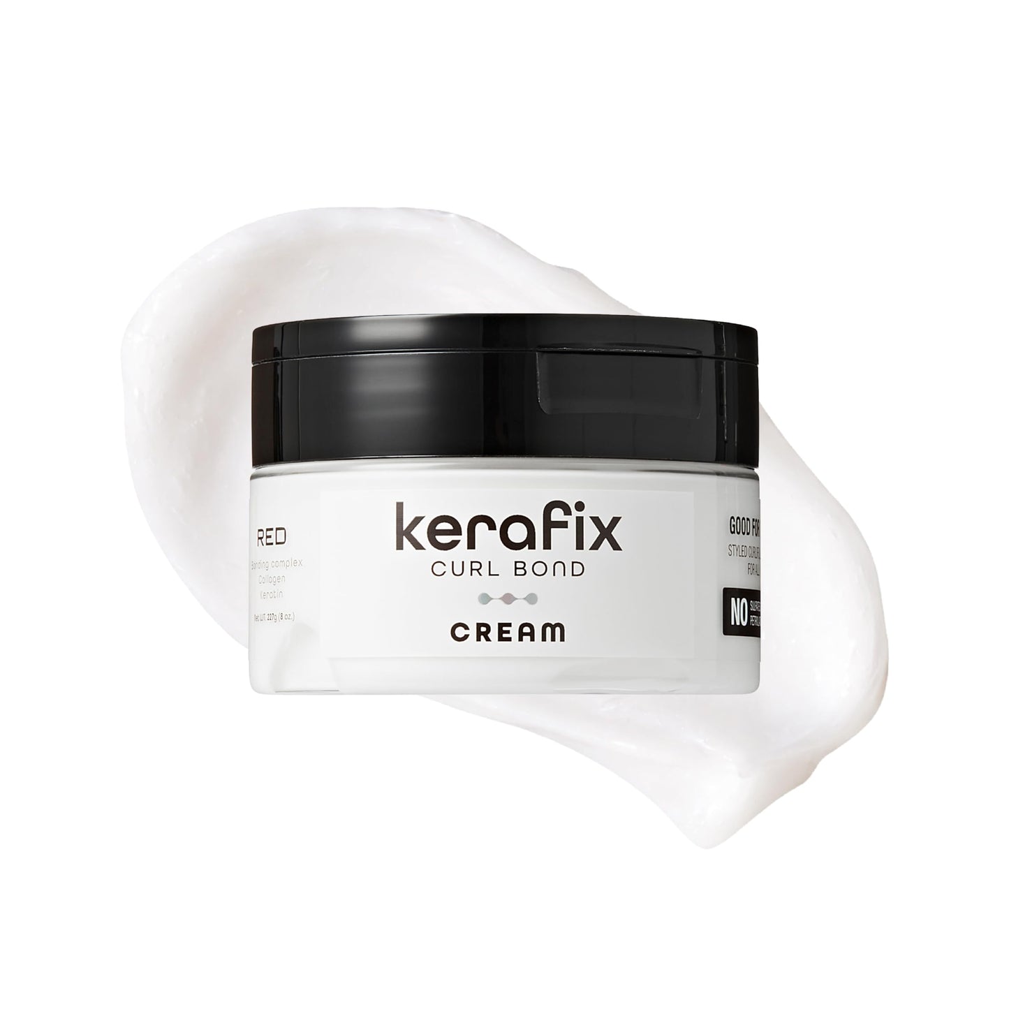 Red by Kiss Kerafix Curl Bond Cream (8 Oz), Curl Defining Cream for Curly Hair & All Textures, Anti-Frizz Bond Repair Enhance Shape, Boost Shine