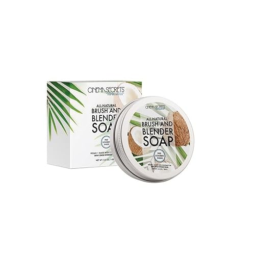 Cinema Secrets Vegan Makeup Brush Cleaner Soap - Brush & Make Up Sponge Cleaner with Scrubber - Formulated with Coconut Oil for Deep Cleansing