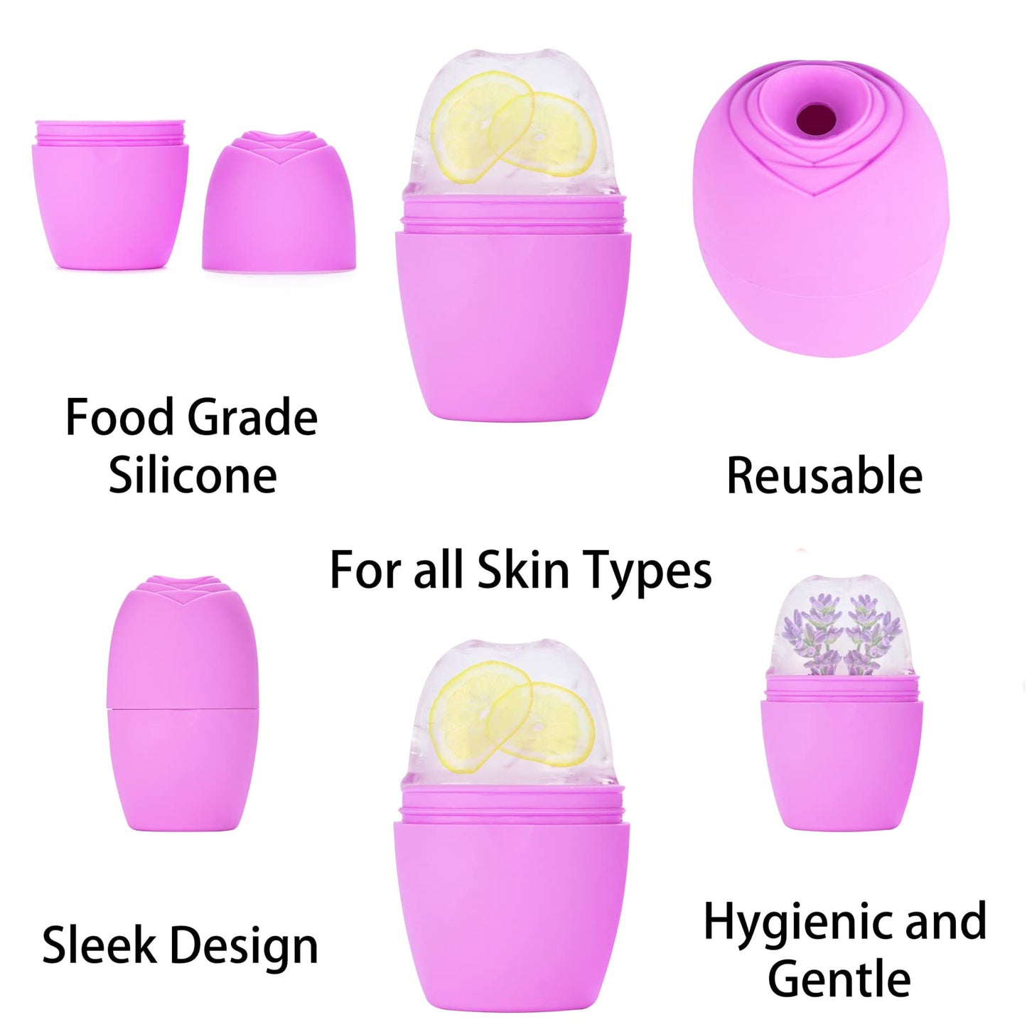 Evmliy Ice Face Roller, Silicone Ice Roller for Face to Tighten and Lift Skin, Face & Eye Puffiness Relief, Reusable Facial Ice Mold for Neck