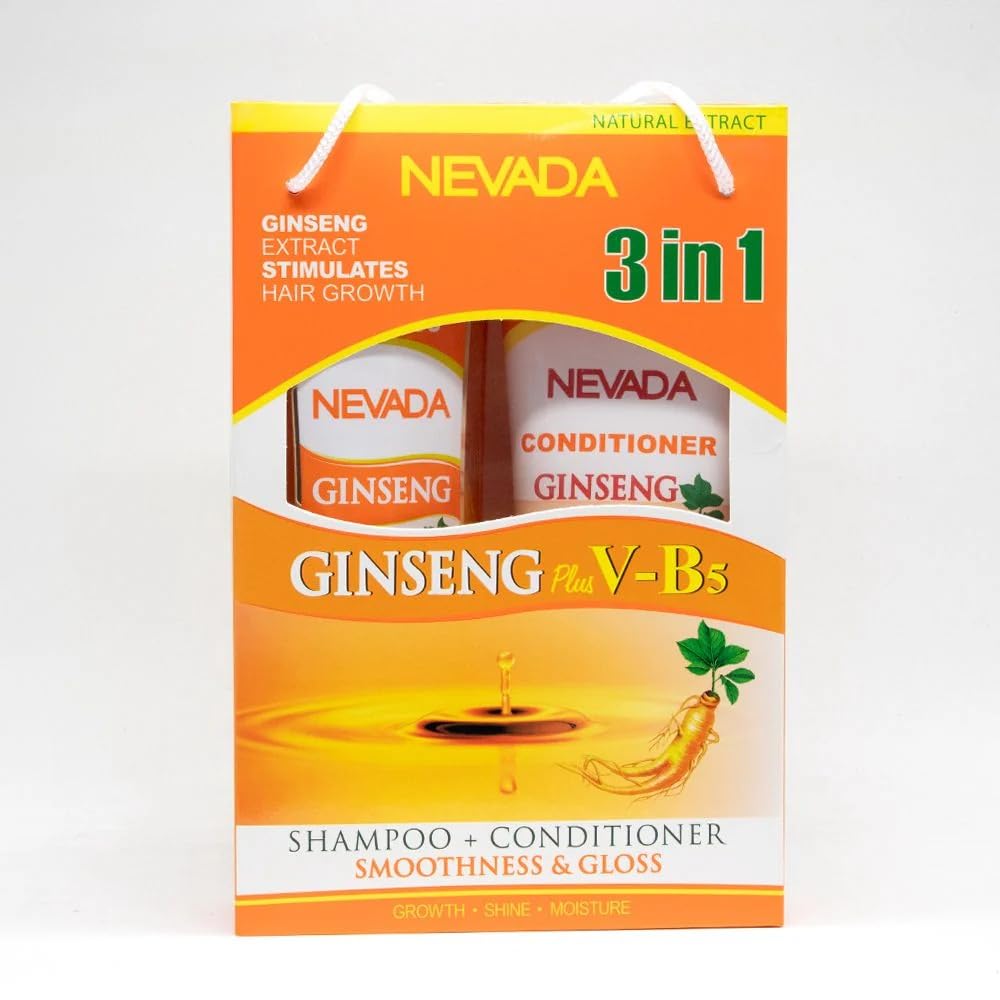 NEVADA Ginseng Root Shampoo & Conditioner Set, Deep Scalp Cleansing System with Saponins, Dandruff Residue Removal, Strengthening Hair Care, 420ml +