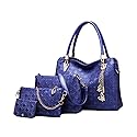 YAQUNICER Women Synthetic PU Leather Tote Satchel Hobo Backpack 4pcs Shoulder Top-Handle Crossbody Handbag-Blue