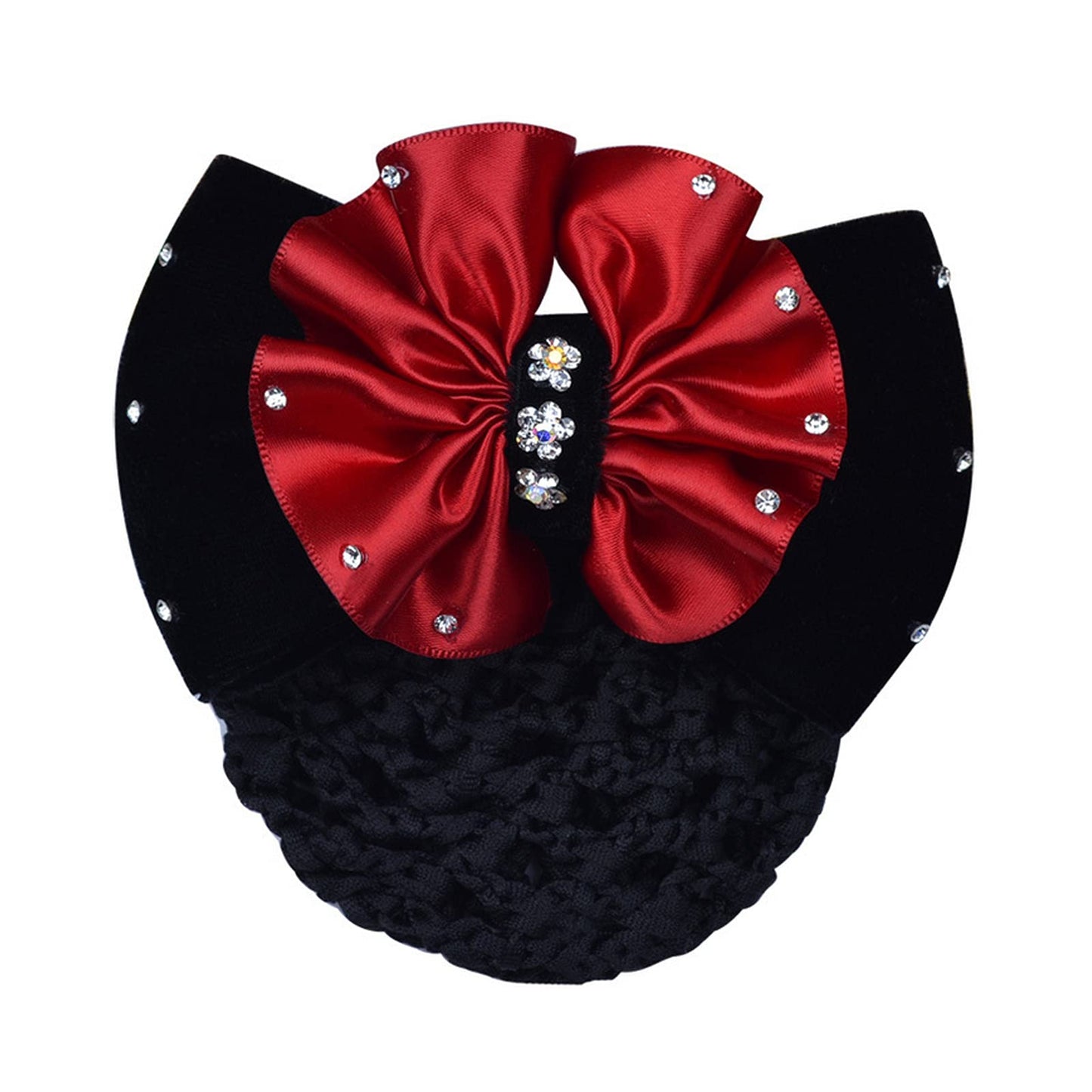 iRIIRIO 4pcs Women Hair Clips With Bows Hair Bun Cover Barrettes Net Snood Hairnet Lace Bow Bow-knot Decor Hair Clip Hairnet Mother's Day Gift