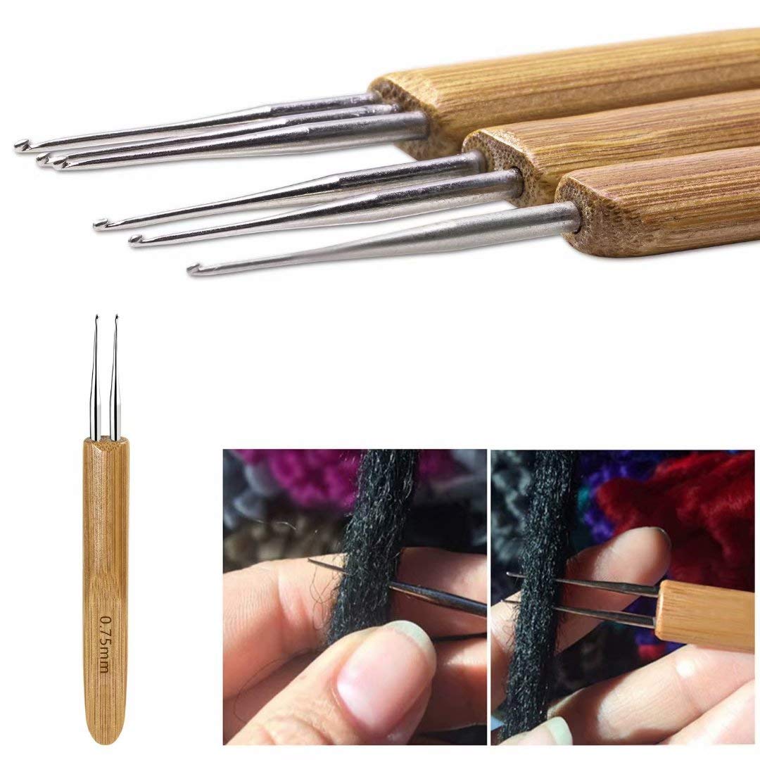 5 Pcs Dreadlocks Tool Set Includes 3 Pcs Dreadlocks Crochet 1 Hook 2 Hooks 3 Hooks Hair Weaving Needle Crochet, 2 Pcs Crochet Hair Tools Interlocking