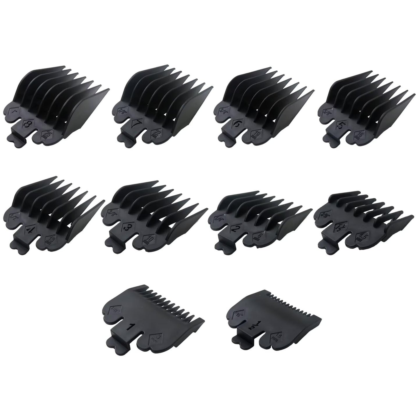 WELURE 10Pcs Clipper Guards Set Replacement for Limural K11S/ Novah HCL-001/ Surker K7S/K9C/K9S - 1/16" to 1" - Black Beauty and Personal Care WELURE