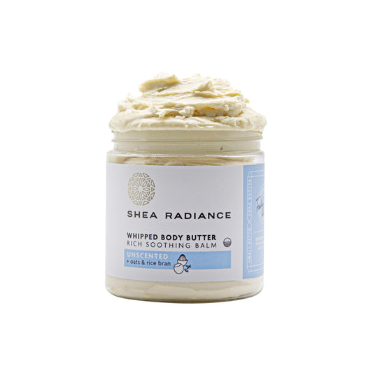 Shea Radiance P.U.R.E. Whipped Shea Butter with Colloidal Oatmeal - Whipped Body Butter Blended with Skin Soothing Oatmeal & Moisturizing Rice Bran