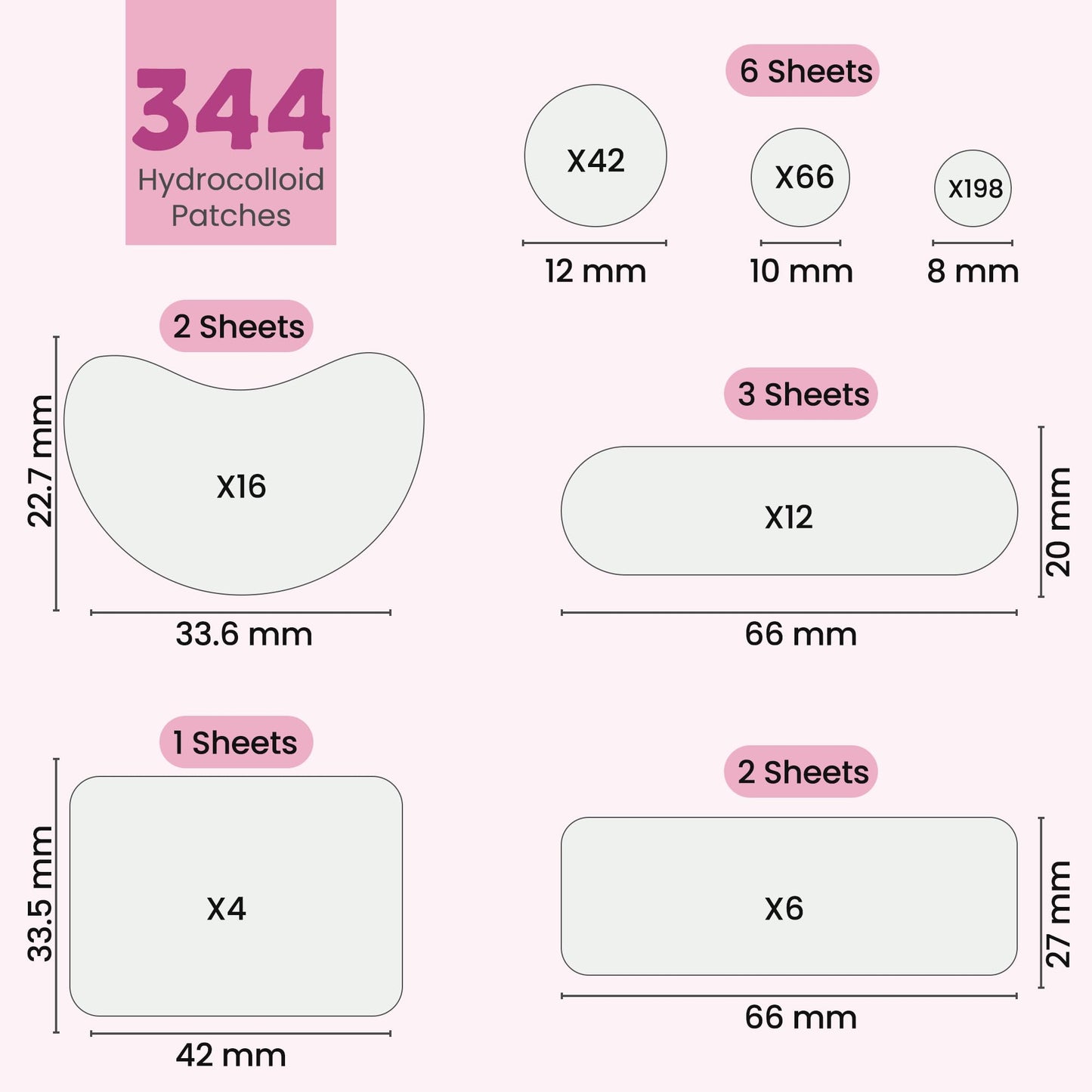344 Pcs Large Pimple Patches for Face - 7 Sizes XL Acne Patches for Full Face, Big Hydrocolloid Bandages for Body, Chin, Forehead, Chest & Back Beauty and Personal Care Andlane