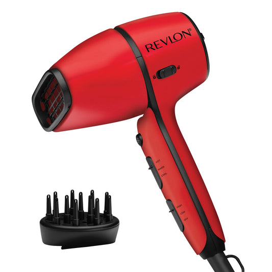 REVLON Airflow Control Hair Dryer with Diffuser - 1875W Blow Dryer Head Rotates 90° for Total Control, Wider Head for Less Drying Time, Reduces Frizz