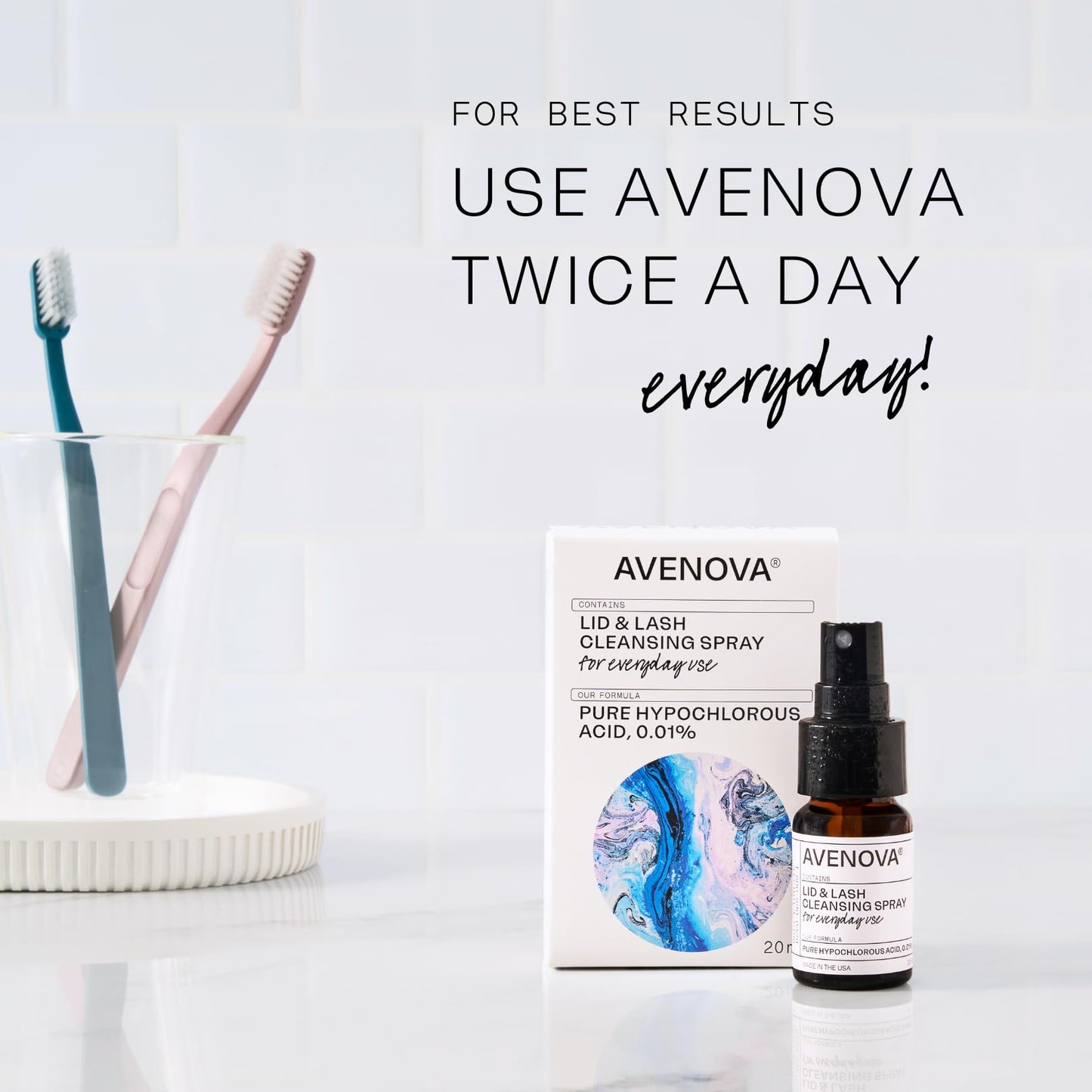 Avenova Eyelid and Eyelash Cleanser Spray - 20ml Bottle, 3-Pack - Gentle Everyday Pure Hypochlorous Acid Spray for Eye Irritation Beauty & Personal Care Avenova