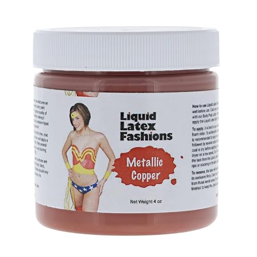 Metallic Copper 4 Fl Oz - Liquid Latex Face and Body Paint, Ammonia Free No Odor, Halloween Cosplay and Costumes