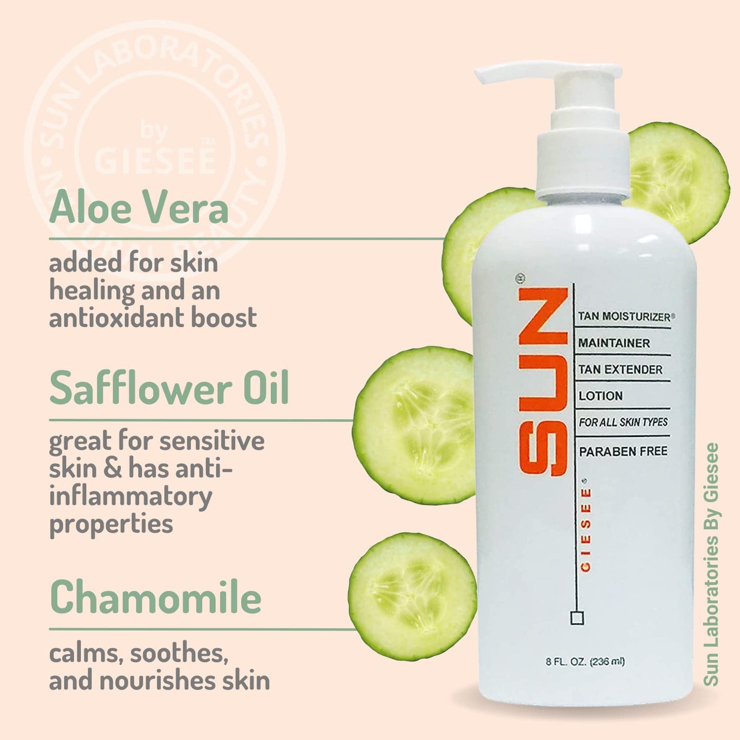 Sun Laboratories By Giesee Self Tanning Lotion, Tan Maintainer, and Exfoliant Body Gel - 3-Pack 8 Oz. Bottles, Non-Toxic Self Tanner, Ultra Dark