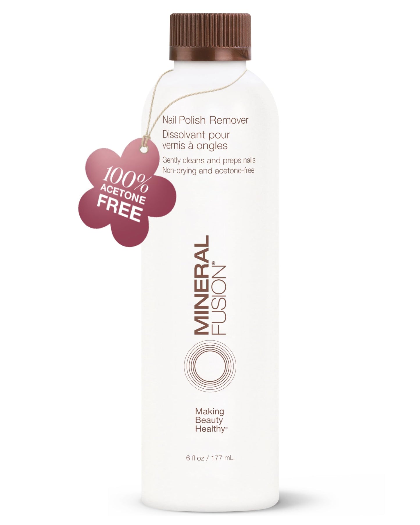 Mineral Fusion Nail Polish Remover - Acetone-Free Nail Care with Natural Solvents - Non Drying Liquid Formula - 6 fl oz