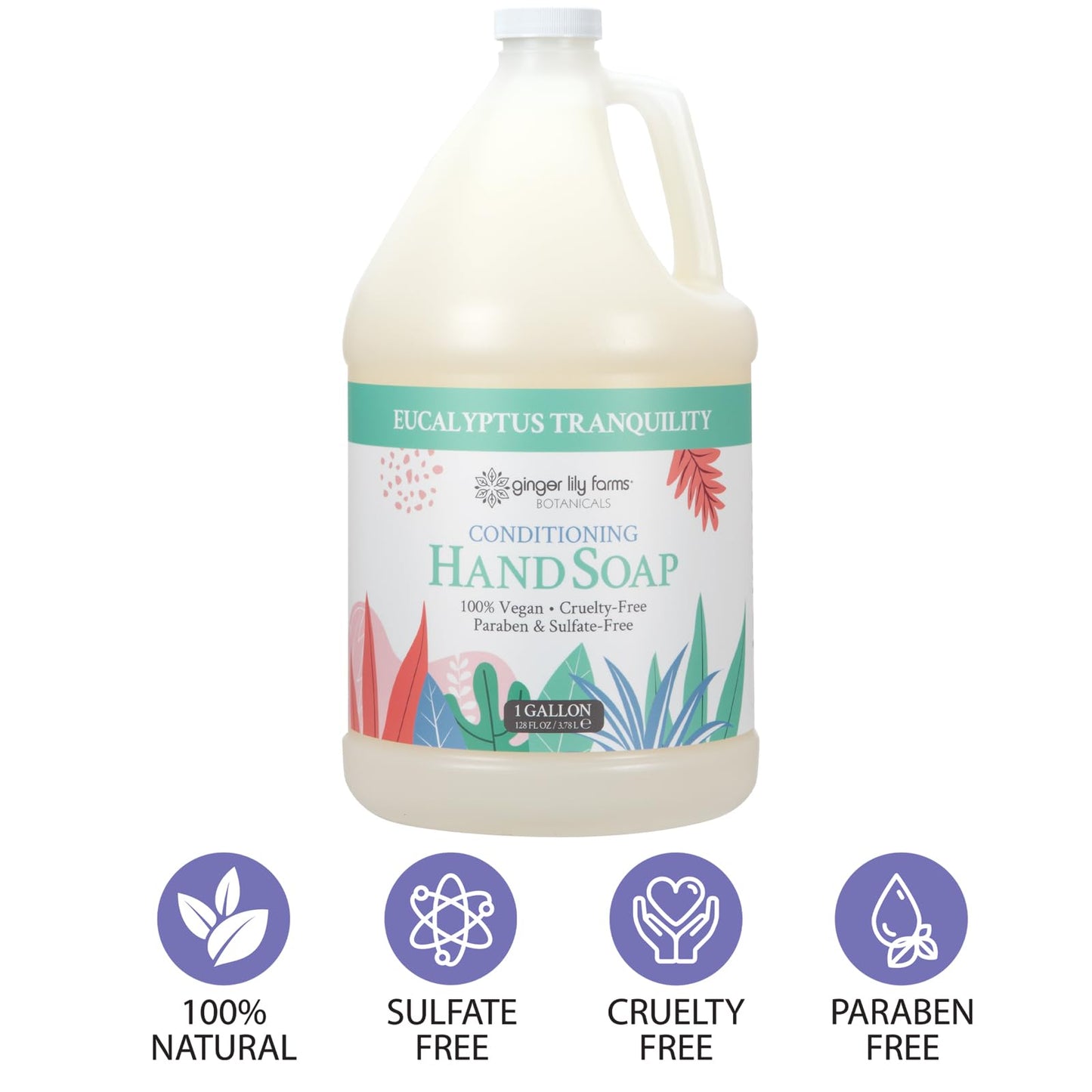 Ginger Lily Farms Botanicals Conditioning Liquid Hand Soap Refill, Eucalyptus Tranquility, 100% Vegan & Cruelty-Free, 1 Gallon (Pack of 4) Beauty & Personal Care Ginger Lily Farms