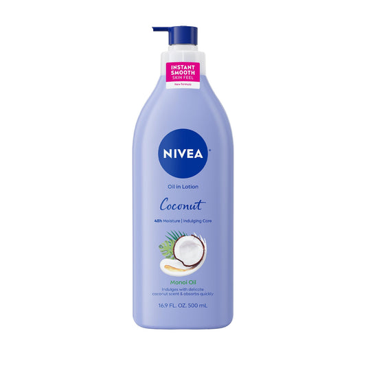 NIVEA Oil Infused Lotion Coconut and Monoi Oil Body Lotion for Women, Fast-Absorbing and Non-Greasy Coconut Scented Lotion Moisturizes for 48 Hours