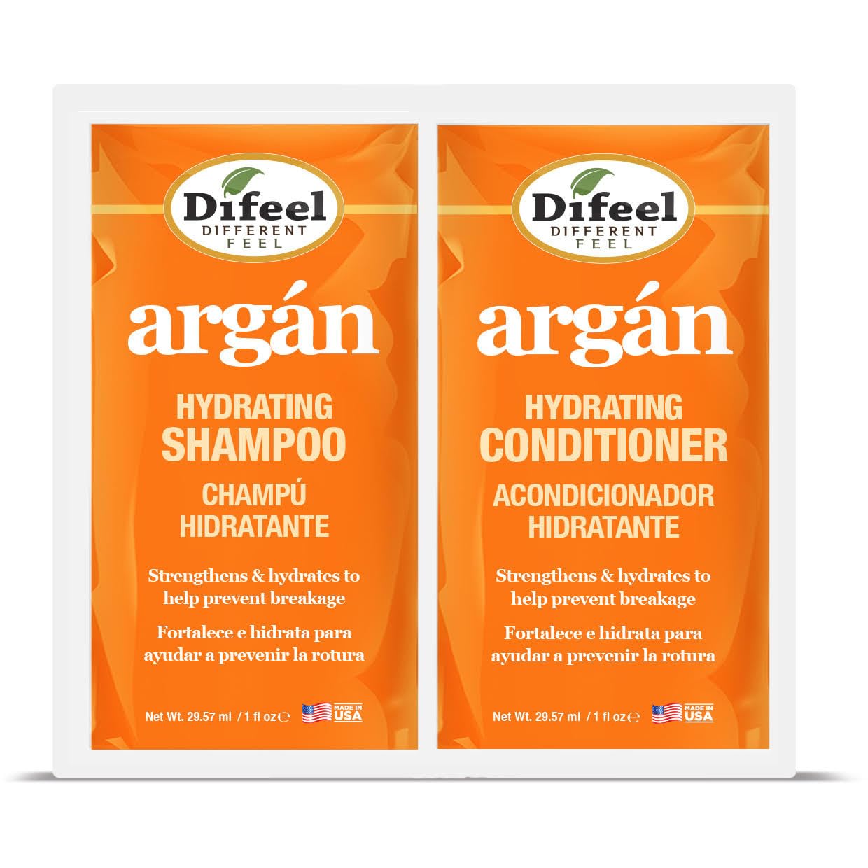 Difeel Hydrating Shampoo & Conditioner Dual Packet 2 oz. - Travel Size Shampoo & Conditioner Packette (1 Ounce Each)