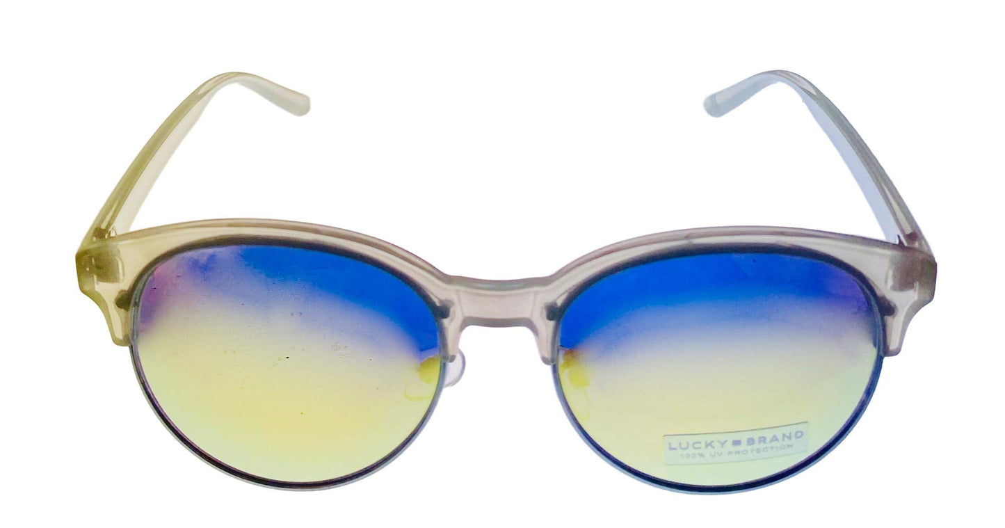 Lucky Brand Womens Round Light Grey Plastic Sunglass Sierra