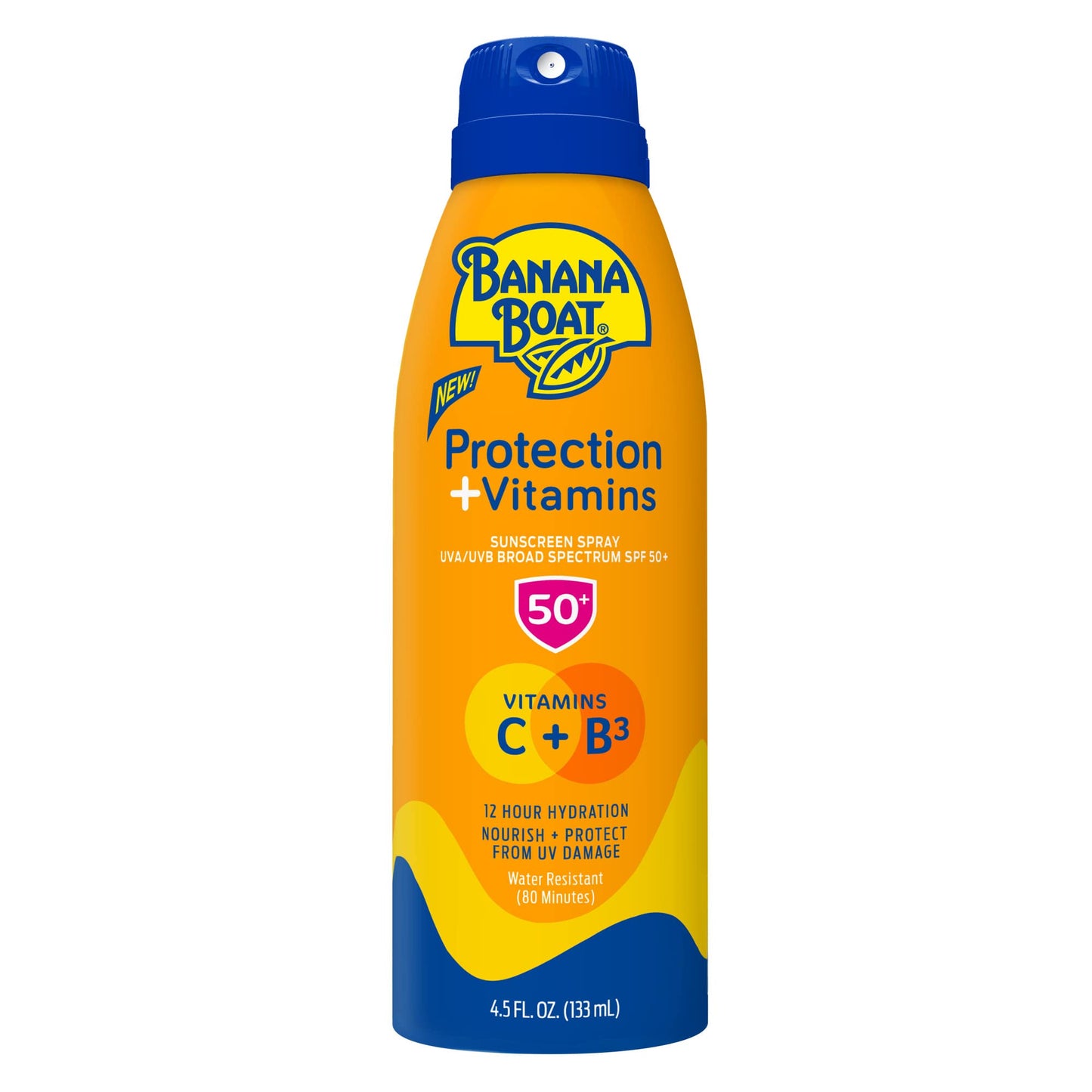 Banana Boat Protection + Vitamins Sunscreen Spray SPF 50 | Moisturizing Spray Sunscreen SPF 50 with Vitamin C & Vitamin B3 Niacinamide, 4.5oz