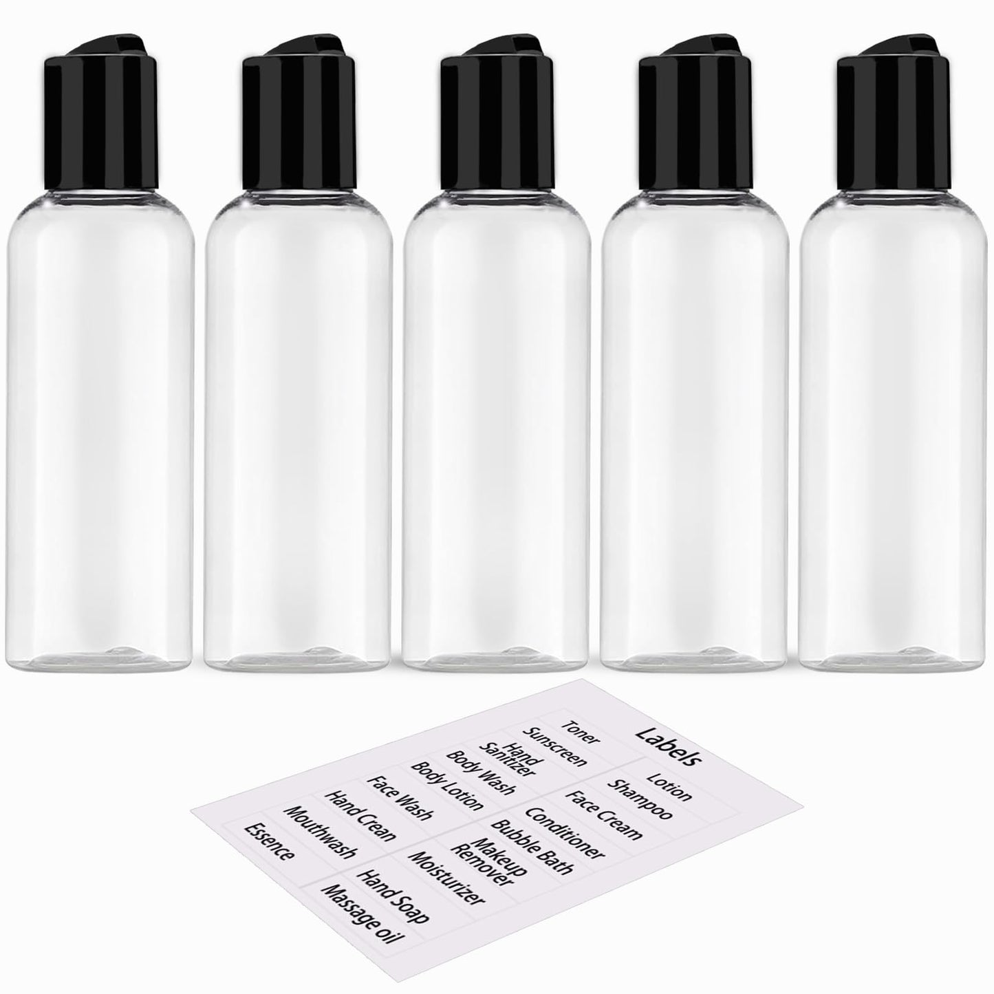 DNSEN 5 Pack 3.4 oz Travel Bottles for Toiletries TSA Approved Leakproof Plastic Empty Travel Size Bottles Containers with Labels Beauty and Personal Care DNSEN