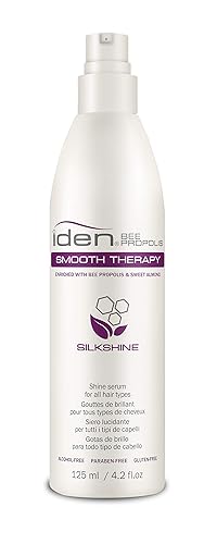 IDEN Bee Propolis Smooth Therapy Silkshine, Shine Serum, Controls Frizz, Argan Oil & Sweet Almond Oil, 4.2 fl.oz