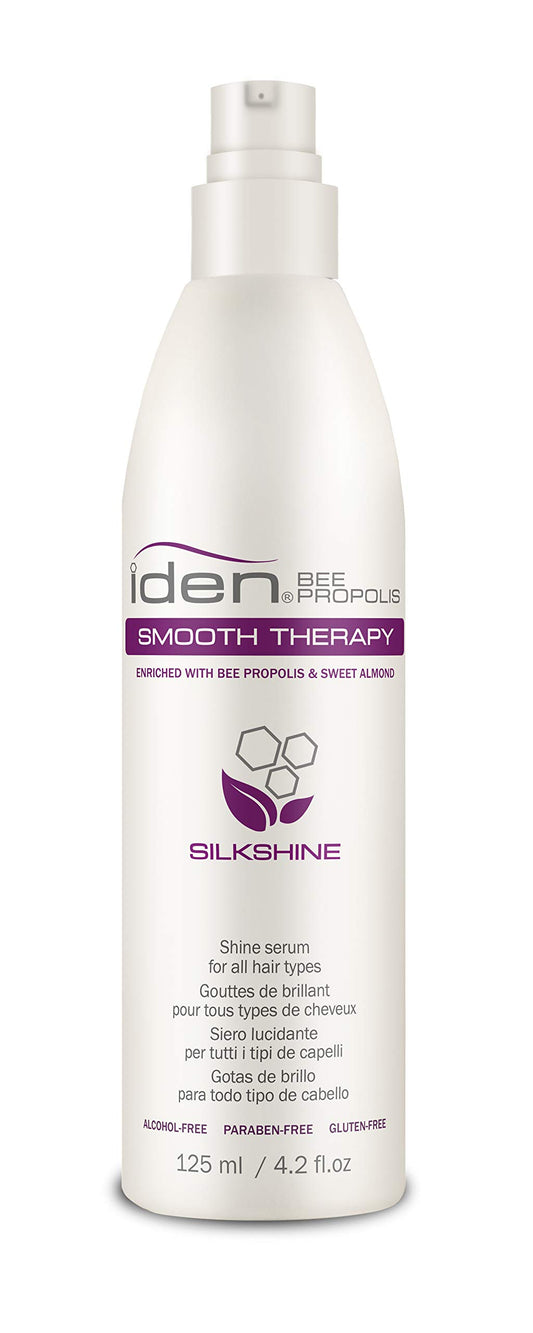 IDEN Bee Propolis Smooth Therapy Silkshine, Shine Serum, Controls Frizz, Argan Oil & Sweet Almond Oil, 4.2 fl.oz
