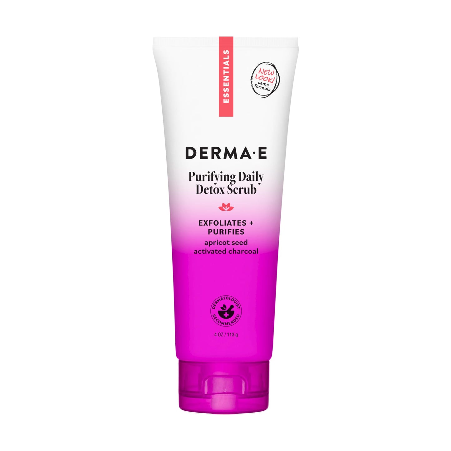 DERMA E Purifying Daily Facial Detox Scrub with Activated Charcoal and Seaweed Extract -Exfoliating Face Scrub Cleanses, Smooths and Brightens, 4oz
