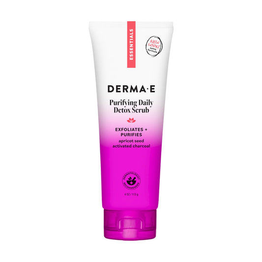DERMA E Purifying Daily Facial Detox Scrub with Activated Charcoal and Seaweed Extract -Exfoliating Face Scrub Cleanses, Smooths and Brightens, 4oz
