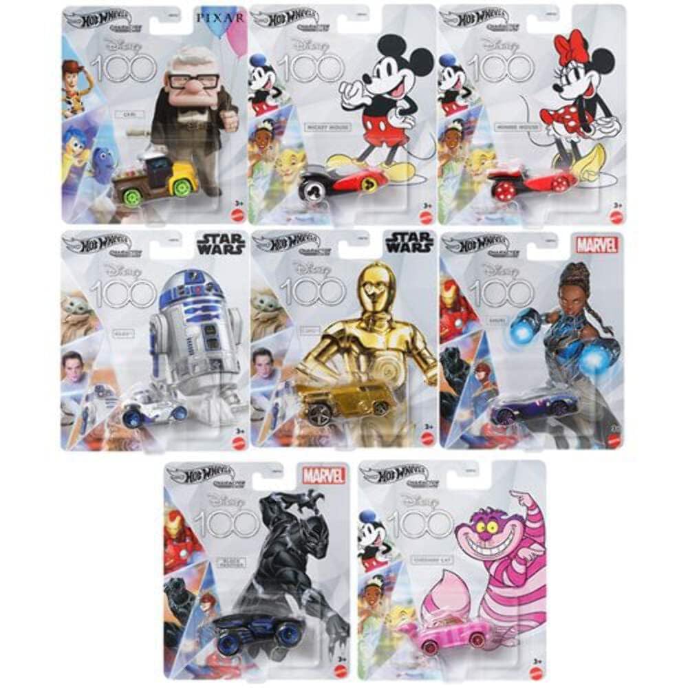 Hot Wheels Disney 100 Character Cars Black Panther, 1:64 Scale Collectible Toy Car from Marvel