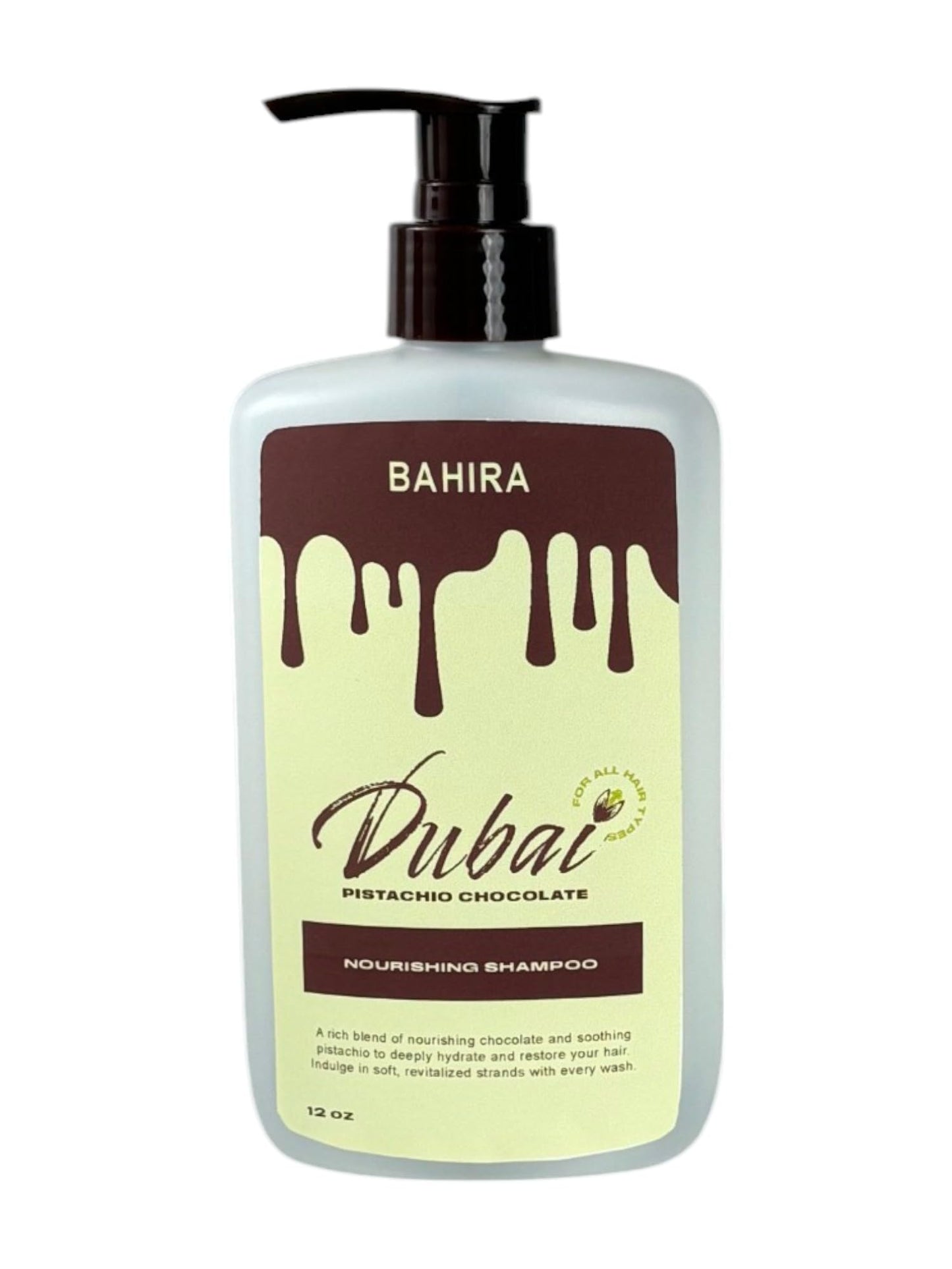 BAHIRA Dubai Chocolate & Pistachio 8oz Shampoo & Conditioner Bundle, Nourishing, Hydrating & Moisturizing, Infused with Pistachio Oil and Cocoa