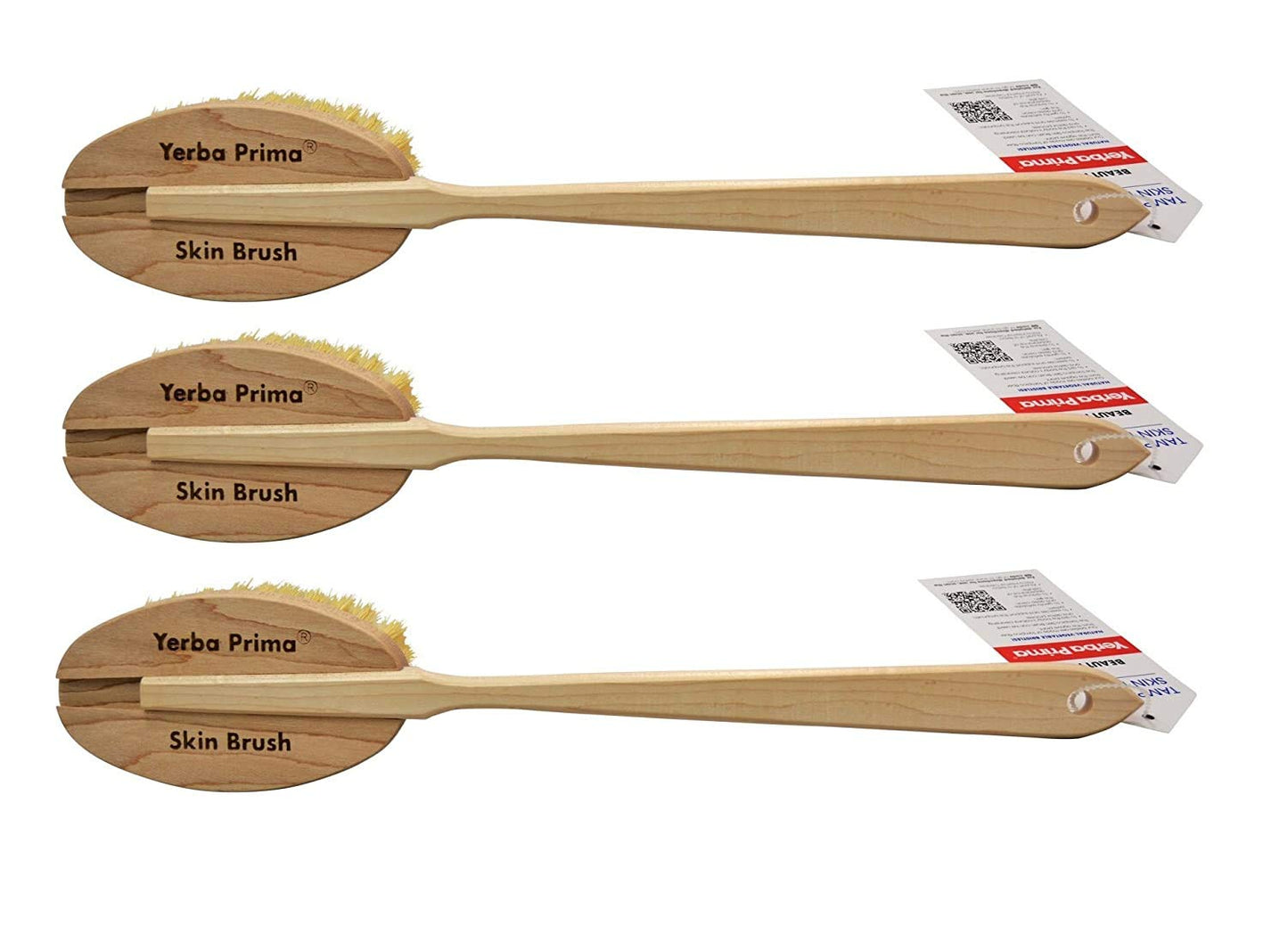 Yerba Prima Tampico Dry Skin Brush for Exfoliating and Blood Stimulation (Pack of 3)