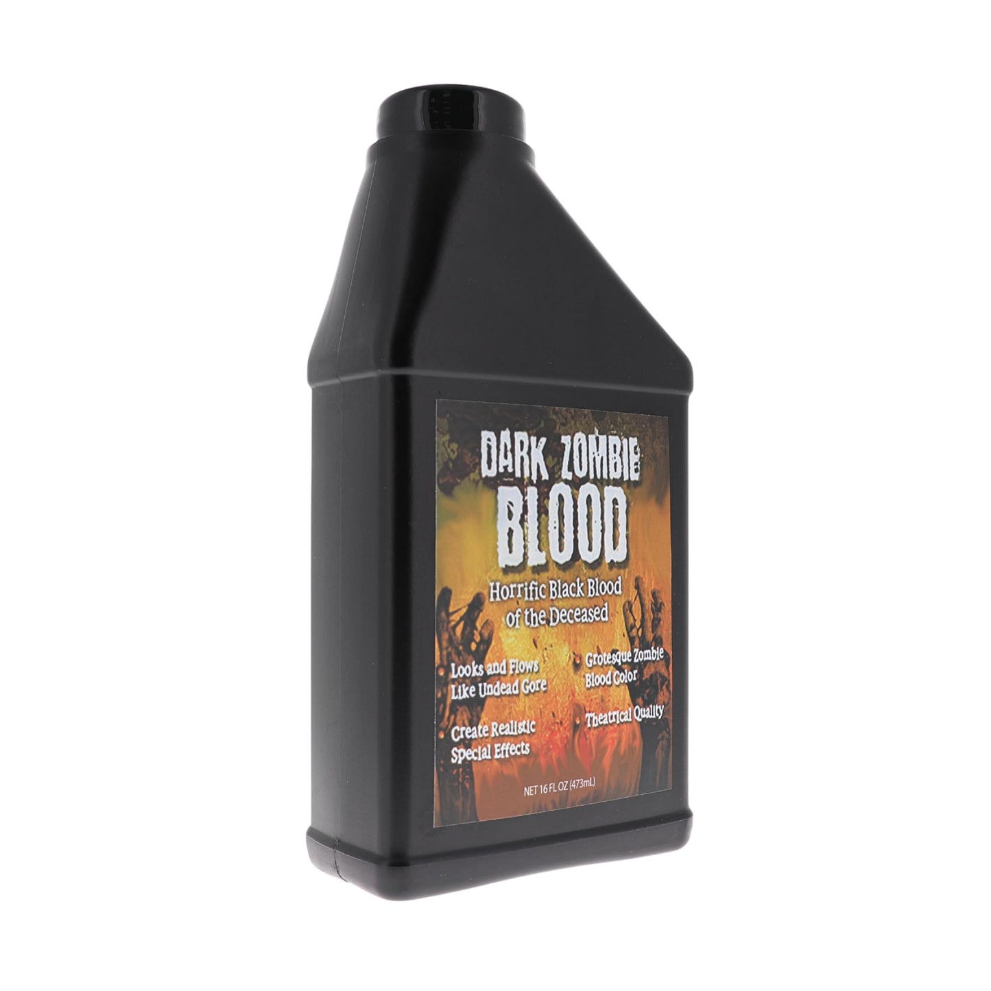Dark Zombie Blood - 16 fl oz Bottle Ultra-Realistic Black Fake Blood for Halloween, Cosplay, Horror Makeup & SFX - Washable, Long-Lasting Formula