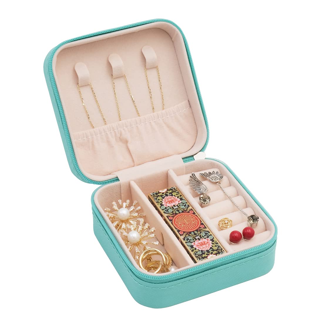 Mini Jewelry Travel Case, Small Portable Jewellry Organizer Box Portable Display Storage Box for Rings Earrings Necklaces, Gifts for Girl, Women…