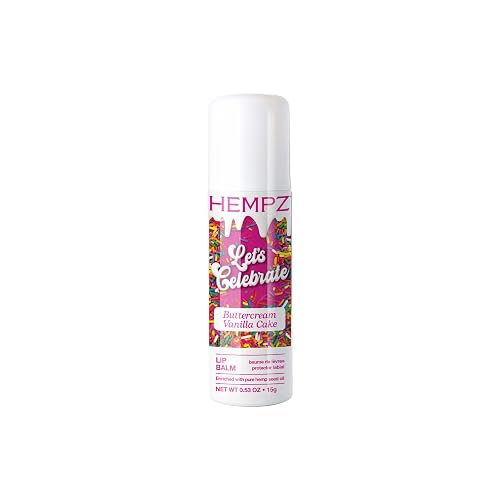 HEMPZ Natural Lip Balm - Buttercream Cake - Hemp Seed Oil, Shea Butter, Coconut & Avocado Oil with Vanilla, Sugarcane, Sweet Almond Moisturizing Lip