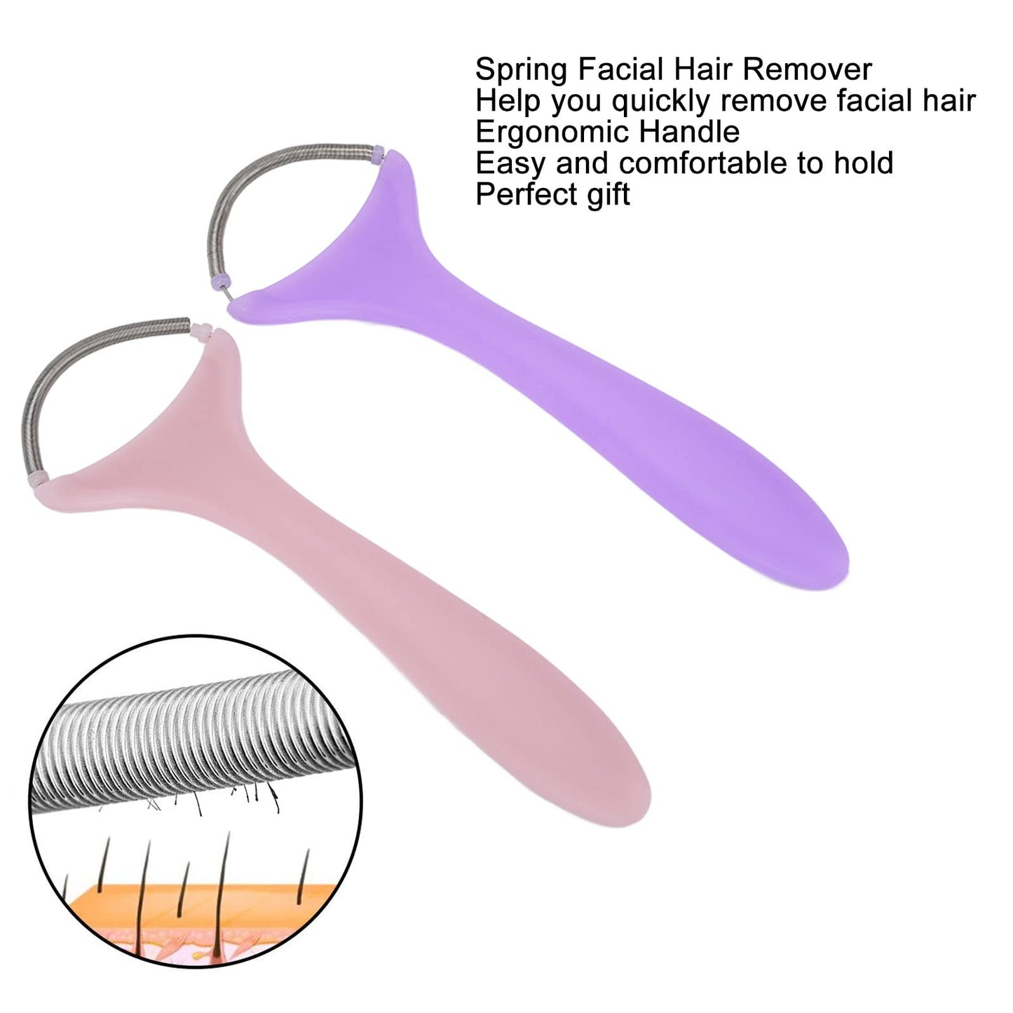 2Pcs Hair Remover Spring Threading Hair Remover, Portable Women Threading Face Epilator, Spring Threading Hair Remover Beauty and Personal Care Cocoarm