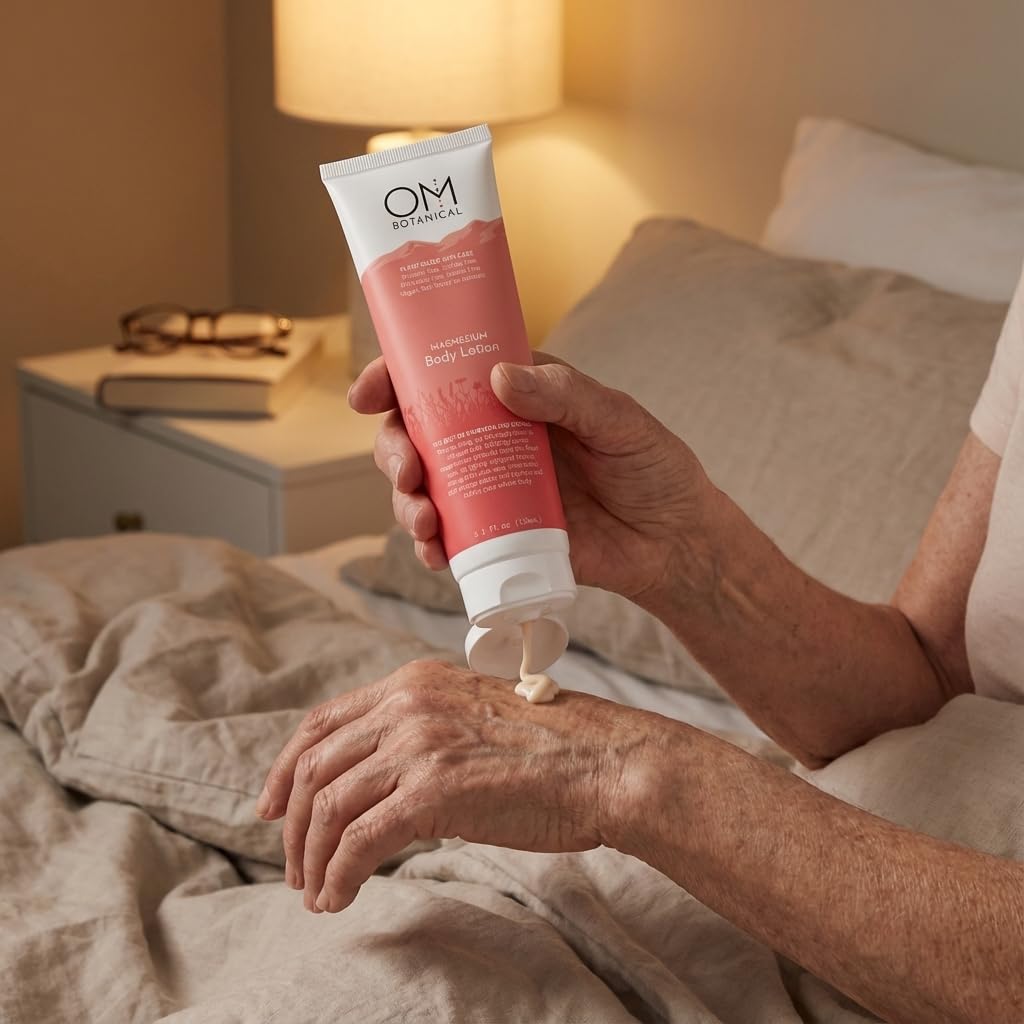OM Botanical Magnesium Body Lotion | No Sting, No Itch | Ultra-Hydrating Organic Body Butter & Magnesium Cream for Hands, Feet & Body |