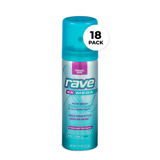 Rave Hair Spray 4X Mega Hold, Long-Lasting Hold with ClimaShield Technology, 1.5 oz