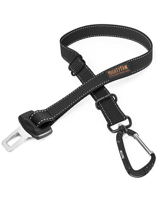 Mighty Paw Dog Seat Belt for Car – Heavy-Duty, Adjustable with Aviation Grade Aluminum Carabiner, Ensures Safe, Distraction-Free Driving for All Pet Sizes