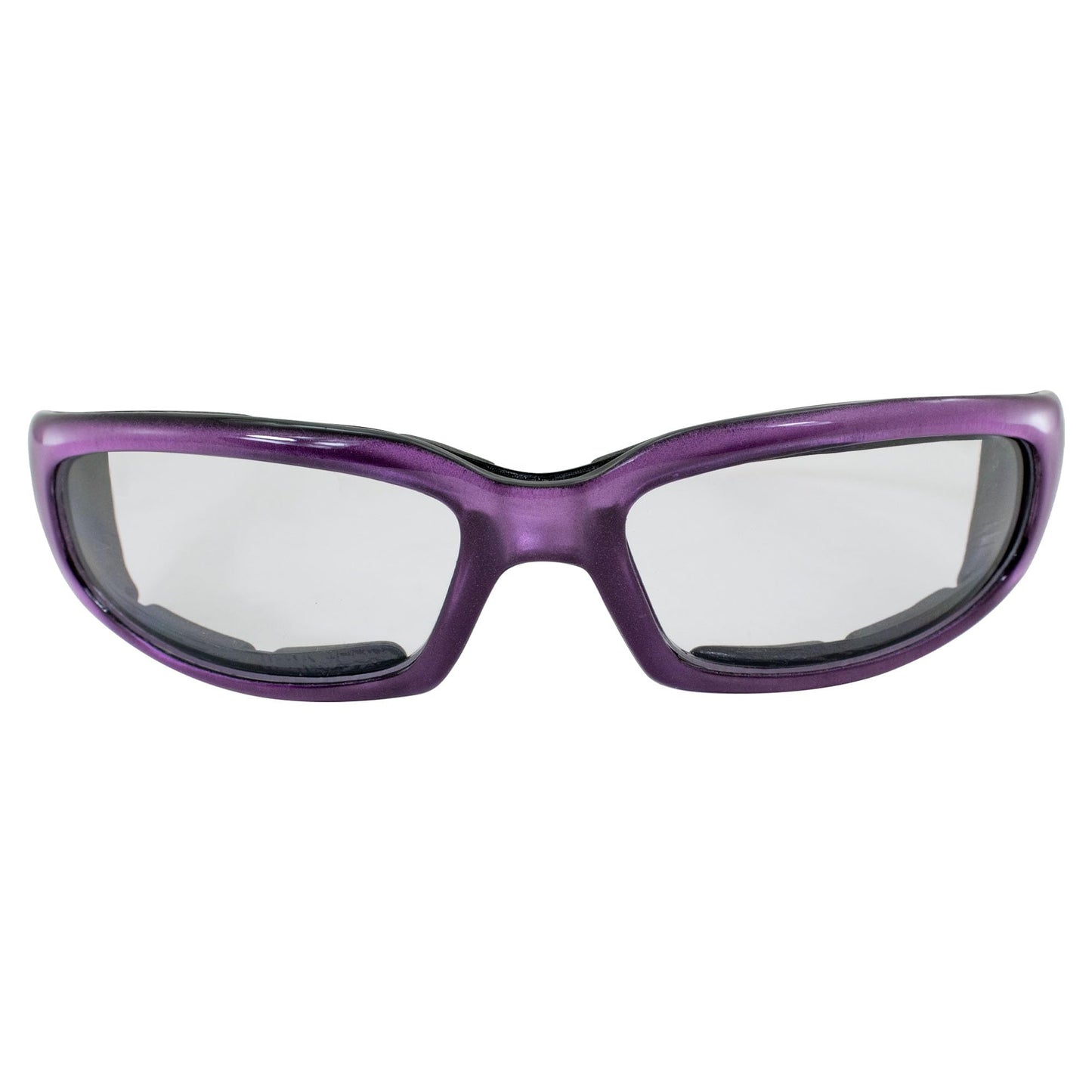 Birdz Eyewear Chill Women's Motorcycle Sunglasses Padded Purple Frame with Clear Lenses